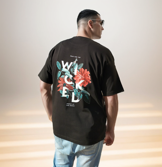 Oversize Fit Crew Neck black Short Sleeve T-Shirt white